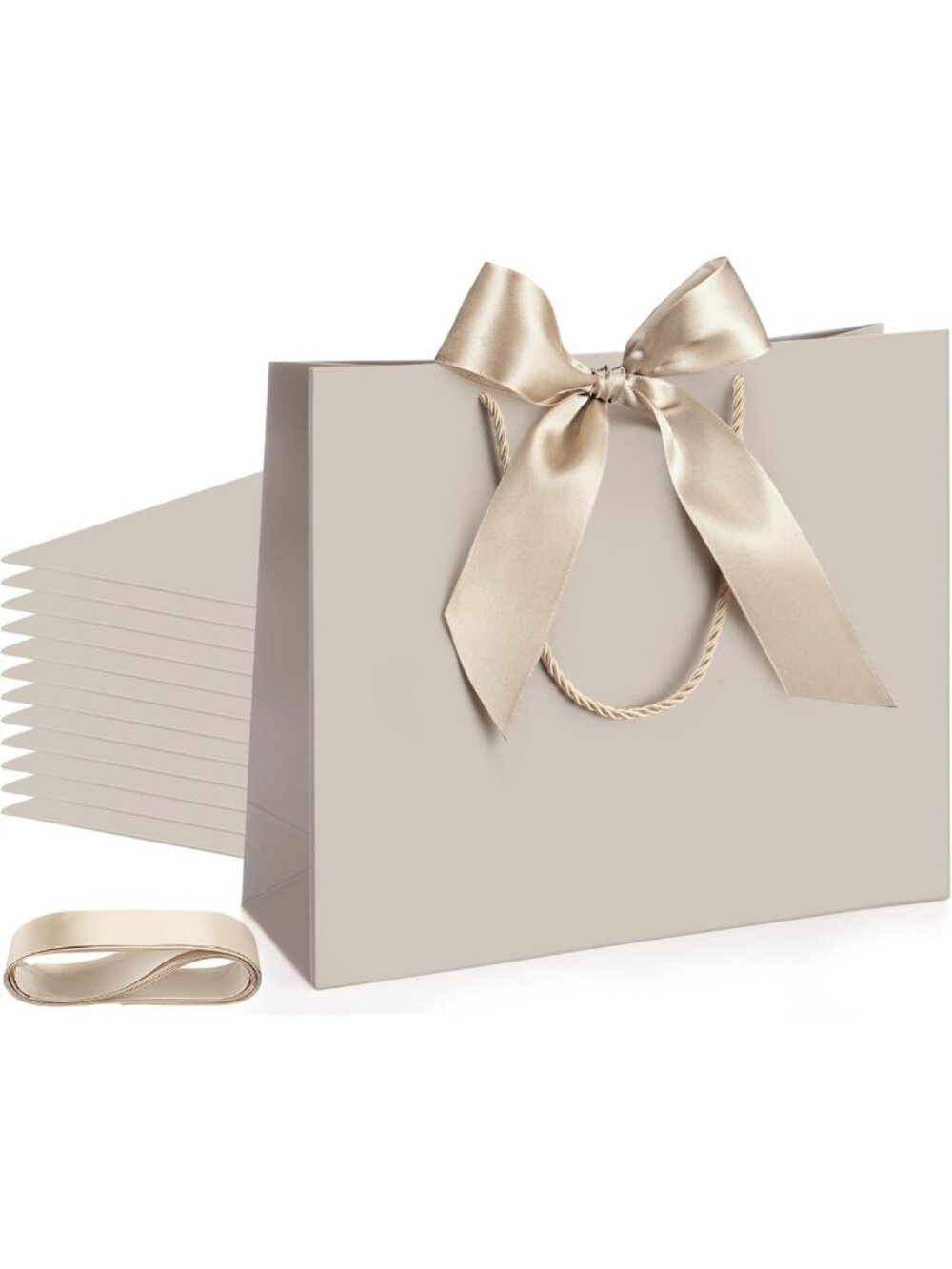 Elegant 12 Pcs Wedding Gift Bags with Handles & Ribbon - Perfect for Parties